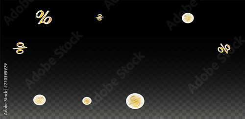 Luxury Vector Gold Percentage Sign Confetti on Transparent. Percent Sale Background. Business, Economics Print. Discount Illustration. Promotion Poster. Black Friday Banner. Special offer Template.