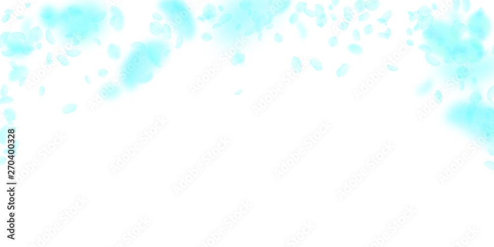 Turquoise flower petals falling down. Admirable ro Turquoise flower petals falling down. Admirable ro