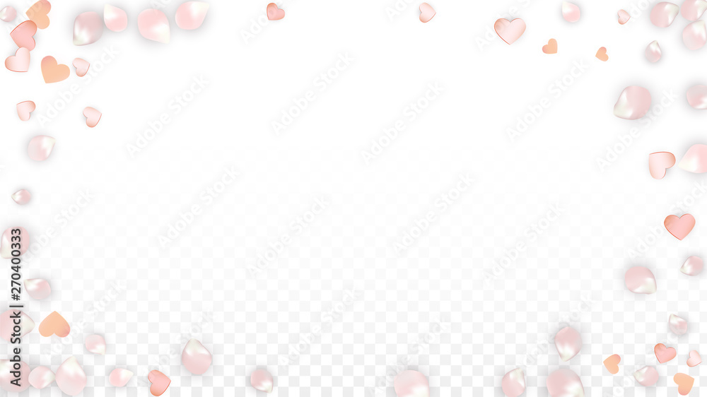 Vector Realistic Petals and Hearts Confetti. Flying Sakura and Hearts on Transparent Background. Wedding Invitation Background. Spring Romance Poster. Vector Illustration for Anniversary Design. Vector Realistic Petals and Hearts Confetti. Flying Sakura and Hearts on Transparent Background. Wedding Invitation Background. Spring Romance Poster. Vector Illustration for Anniversary Design.