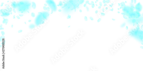 Turquoise flower petals falling down. Admirable ro