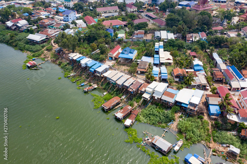 The khmer small town at Cambodia beside riverside . this town famous with fishing on the river