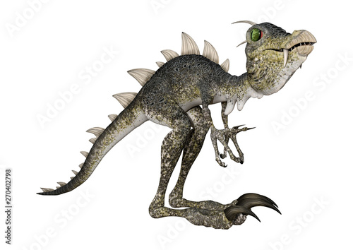 3D Rendering Fantasy Dinosaur on White