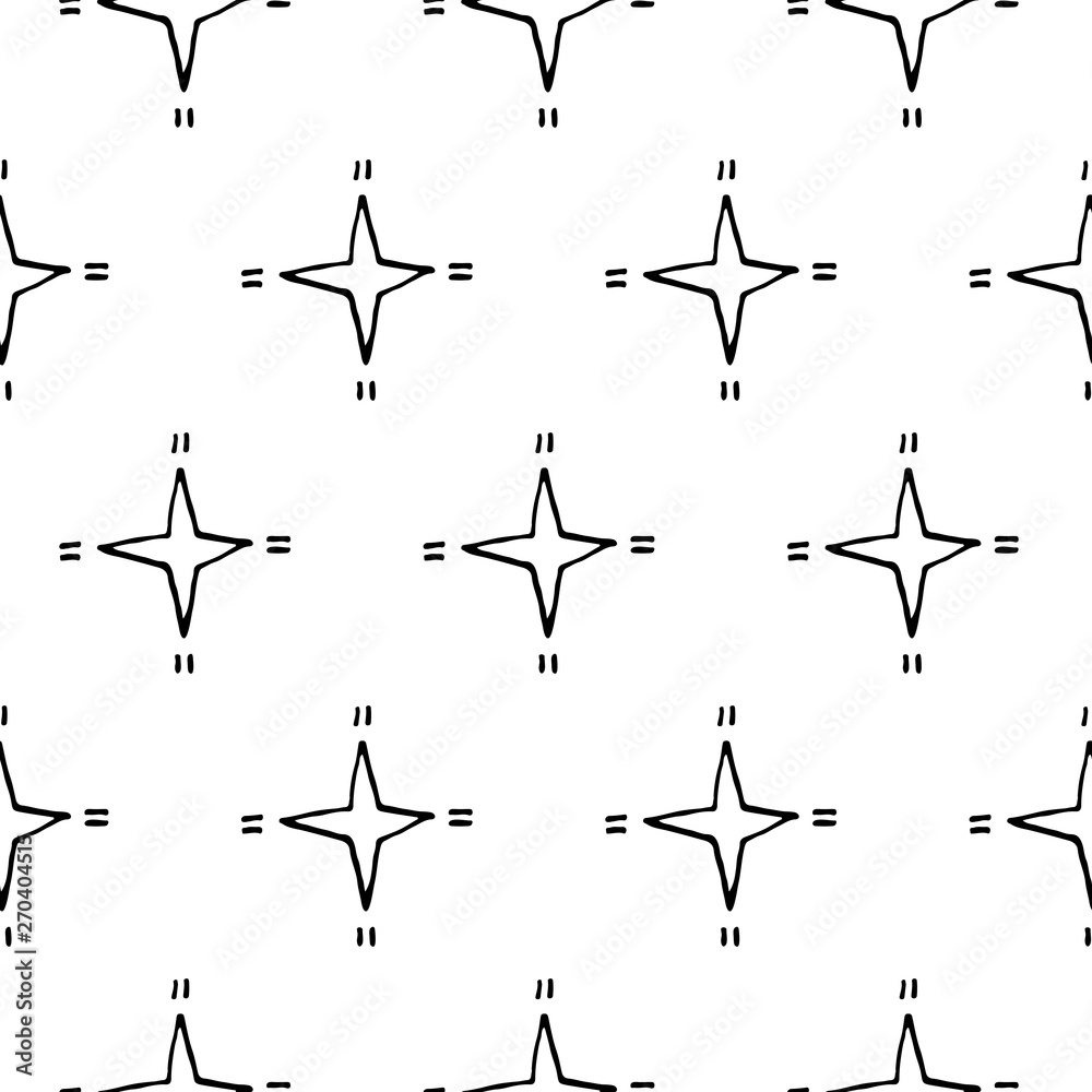 Cute cartoon star pattern with hand drawn stars. Sweet vector black and white star pattern. Seamless monochrome doodle star pattern for textile, wallpapers, wrapping paper, cards and web. Cute cartoon star pattern with hand drawn stars. Sweet vector black and white star pattern. Seamless monochrome doodle star pattern for textile, wallpapers, wrapping paper, cards and web.