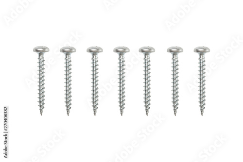 Set of metal screw on white background
