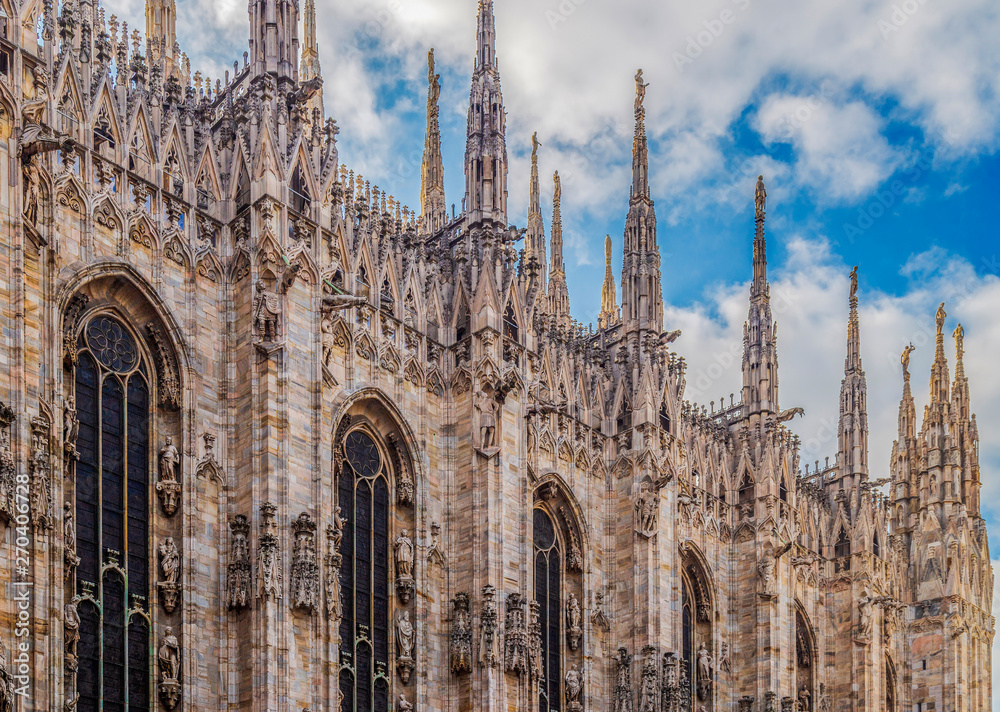 Facade of the Milan Cathedral, Lombardy, Italy