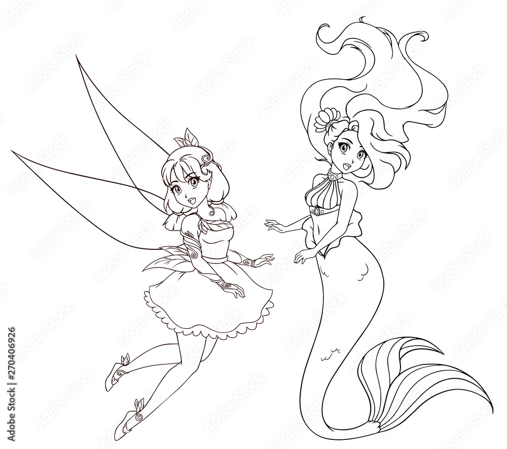 Anime Coloring Pages  Anime Fairy and Star Coloring Page sheet   HonkingDonkey