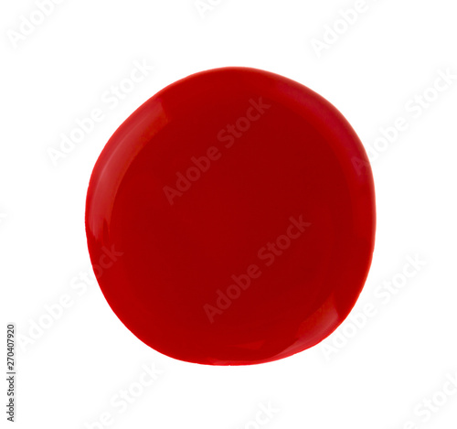 Free Download Red lacquer drop isolated on white background close up. - GFXLoad