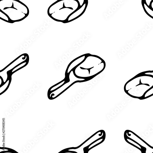 Seamless pattern Hand drawn spatula Toy doodle. Sketch children's toy icon. Decoration element. Isolated on white background. Vector illustration