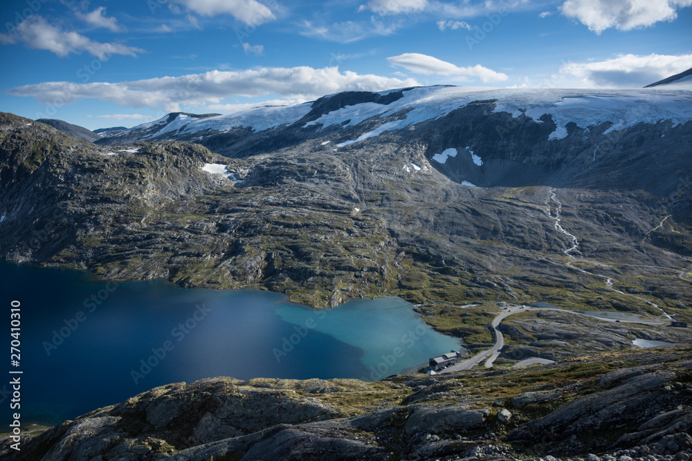 Mountain landscape in Norway. Djupvatnet lake, near the Dalsnibba plateau