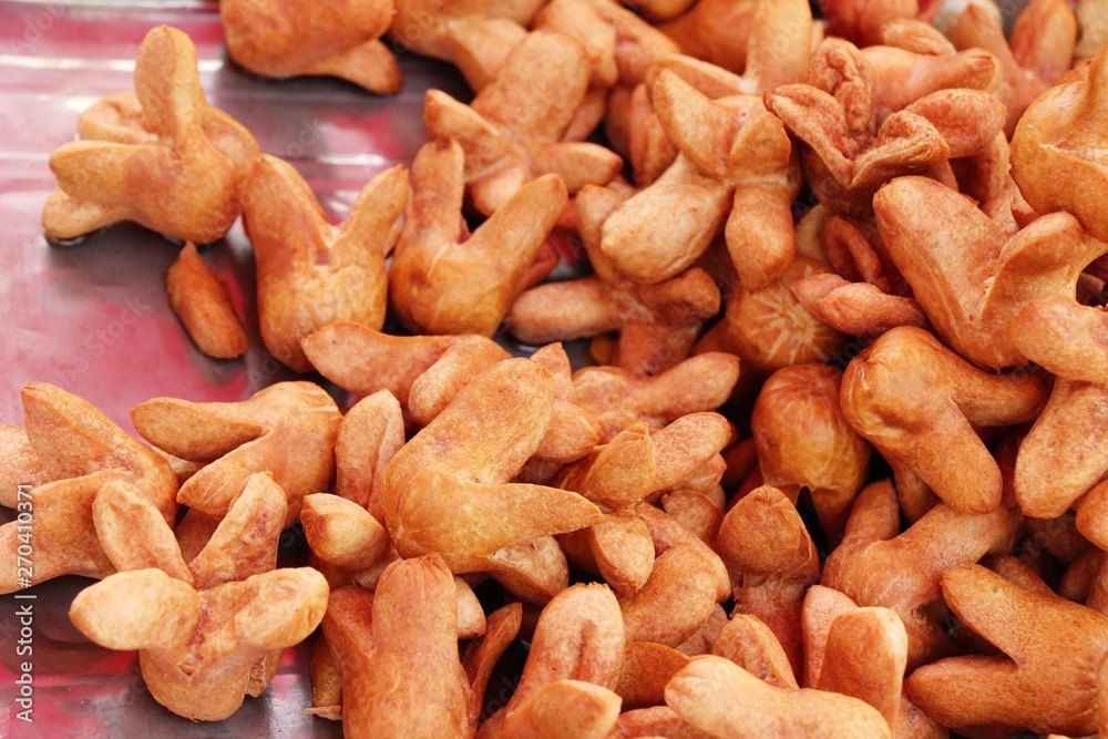 Fototapeta premium Fried sausage is delicious at street food