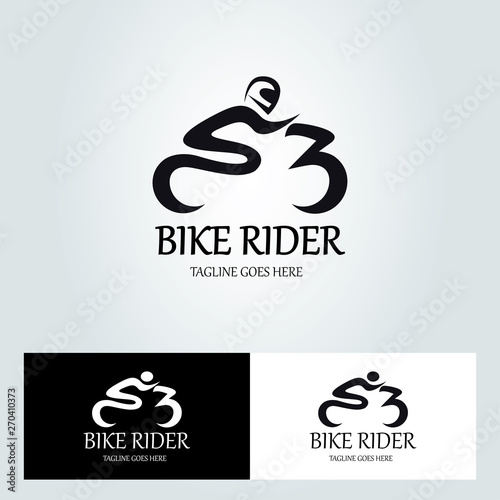 Bike rider logo design template. Vector illustration