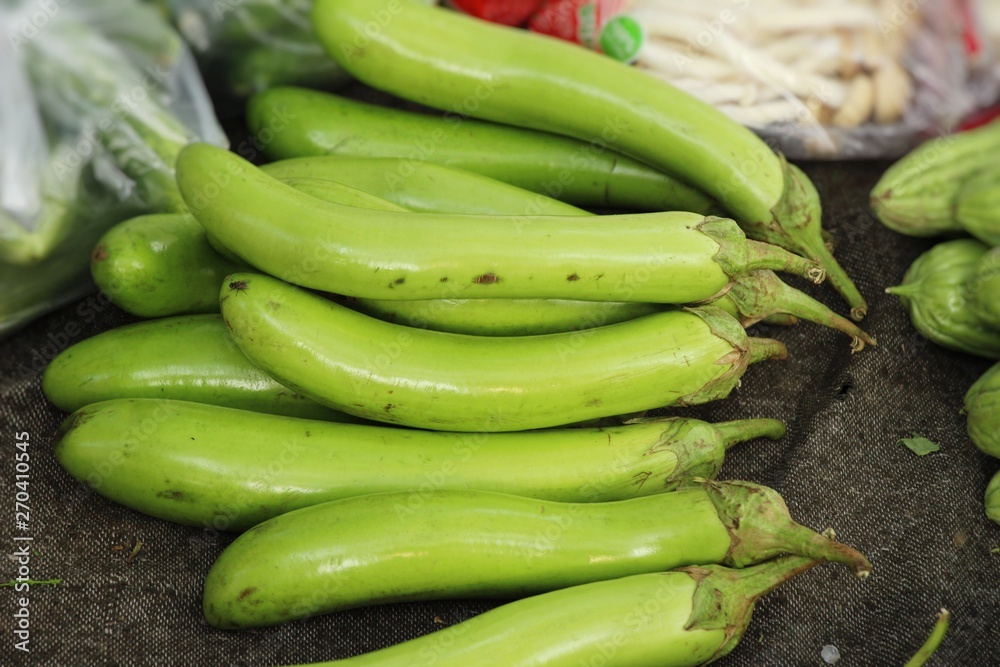 Fresh eggplant green organic at street food Fresh eggplant green organic at street food