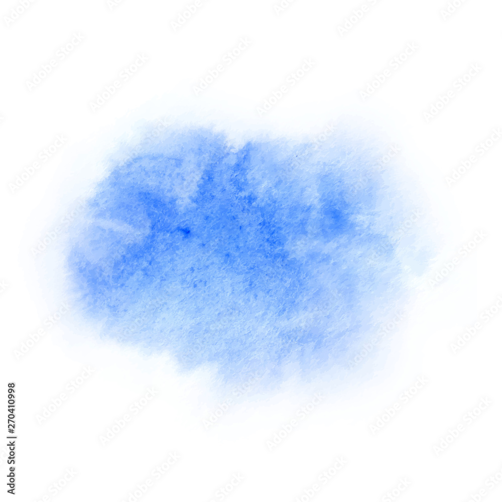 Blue blue watercolor spot on white background.