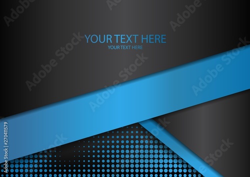 Bright halftone dots and colored inclined ribbons stripes on a dark background. Luxury poster background template.