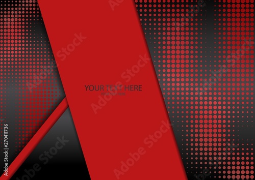 Bright halftone dots and colored inclined ribbons stripes on a dark background. Luxury poster background template.