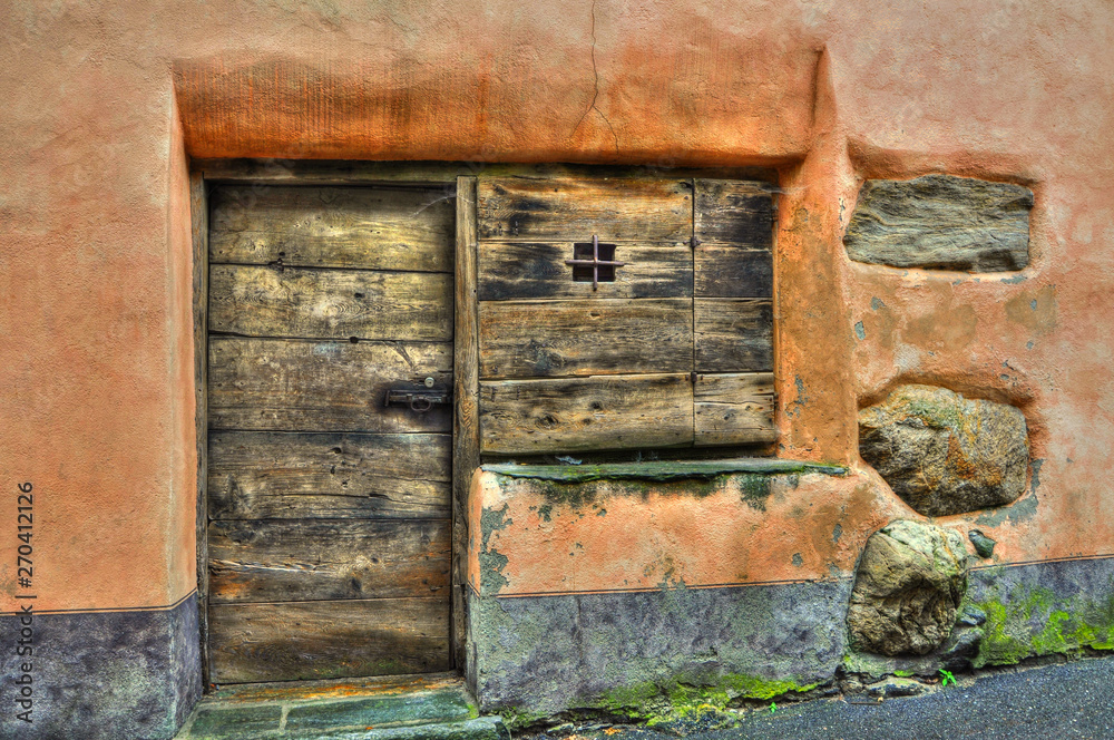 Old Colorful Window and Door Made in Wood, Switzerland.