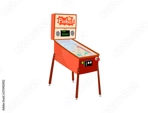 Pinball machine isolated on white background.