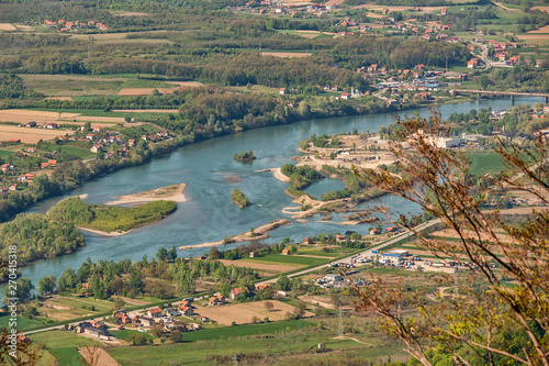 View of the river Drina from the mountain Gucevo near Loznica photo