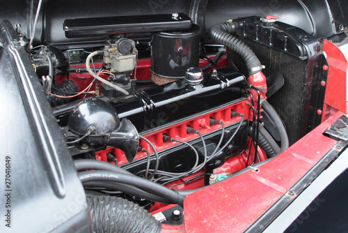 Closeup of Vintage Car mechanical engine block
