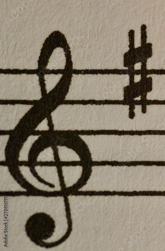 Treble Clef and Sharp symbol closeup