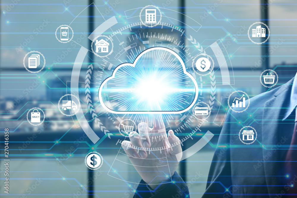 Finger touch with virtual cloud computing icon over the Network connection, Cyber Security Data Protection Business Technology Privacy concept Finger touch with virtual cloud computing icon over the Network connection, Cyber Security Data Protection Business Technology Privacy concept