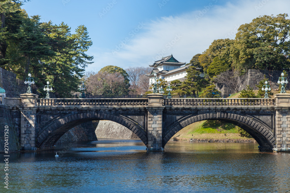 Beautiful architecture of Imperial Palace and Nijubashi Bridge in Tokyo,This is the most popular place in Tokyo ,Japan