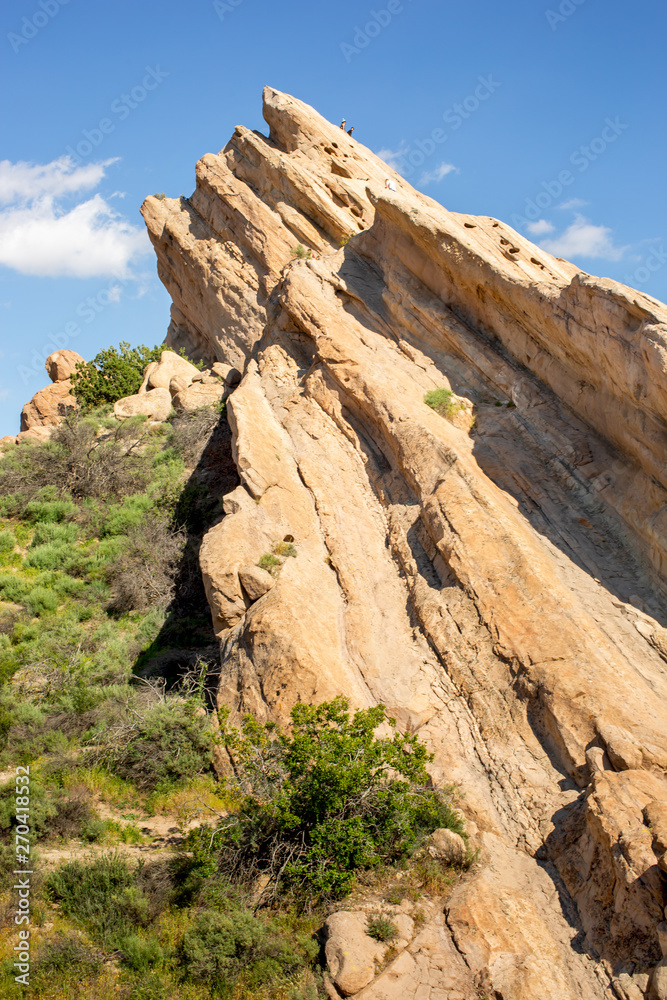 Familiar slanting rock formations at Vasquez Rocks Natural Area Park in Agua Dulce