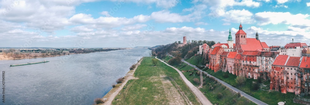 Aerial view over Grudziadz, Poland