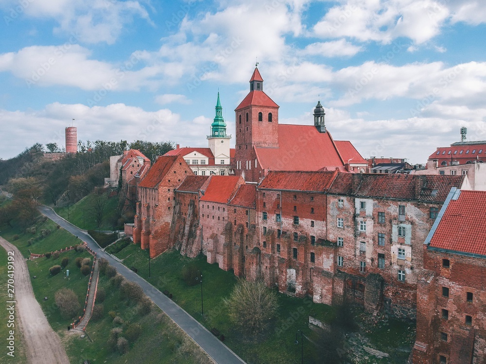 Aerial view over Grudziadz, Poland