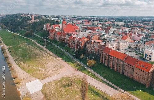 Obraz na płótnie Aerial view over Grudziadz, Poland w salonie