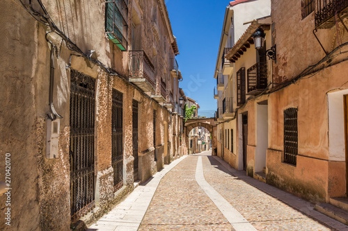 Old cobblestoned street in historic town Alcaraz, Spain © venemama