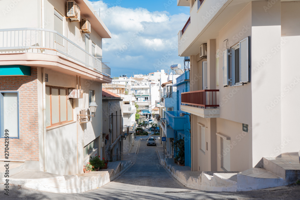 may 2019. Crete. Greece, Agios Nikolaos the picturesque streets of Crete with its sights and ancient buildings and structures, and modern technology