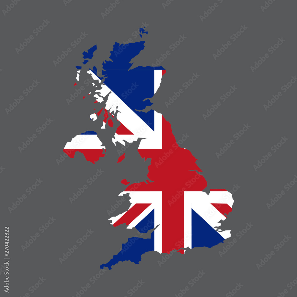 UK map with flag on gray background Stock Vector | Adobe Stock