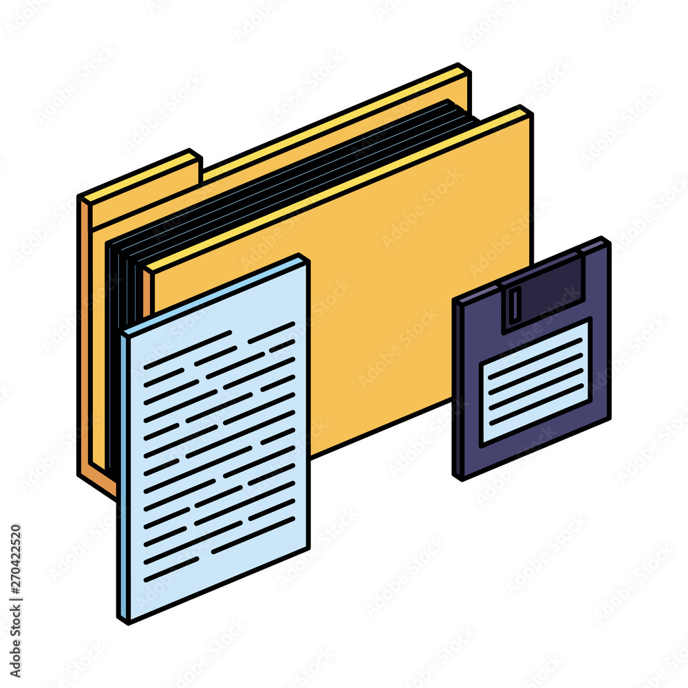 folder with documents files and floppy disk folder with documents files and floppy disk