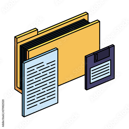 folder with documents files and floppy disk