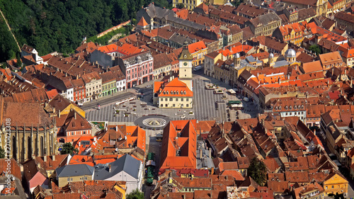 The central square of the old town. Brasov. Transylvania. View from above.