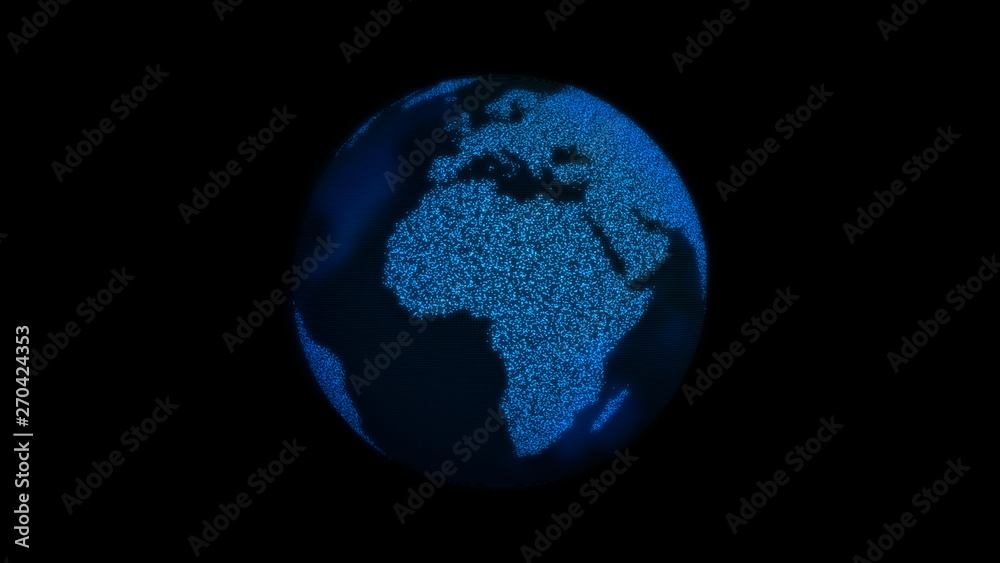 Fototapeta premium Planet Earth 3d render, futuristic hologram technology concept