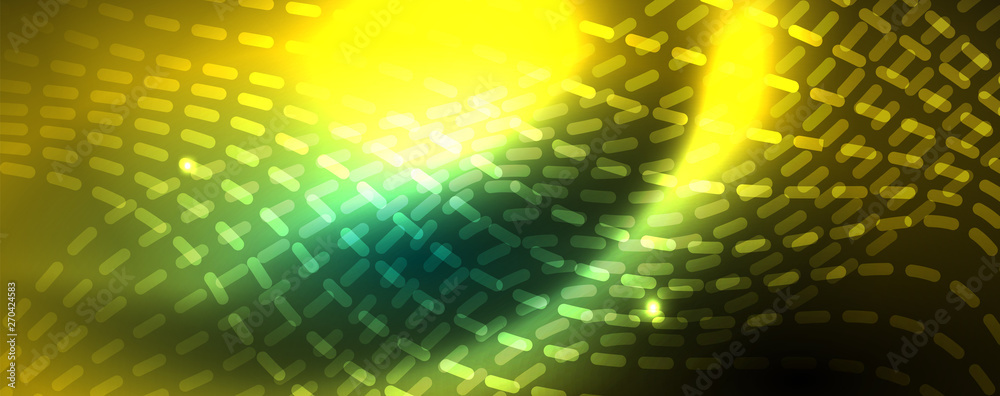 Fototapeta premium Shiny neon vector wave line abstract background, motion concept