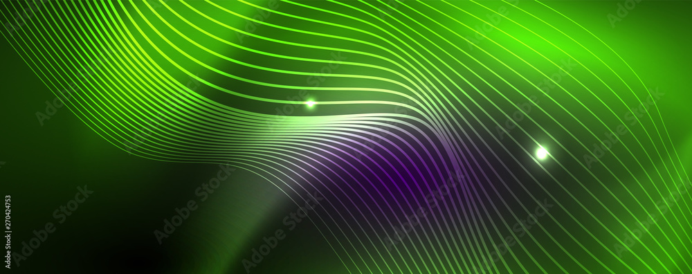 Neon vector wave lines abstract background, magic futuristic techno design Neon vector wave lines abstract background, magic futuristic techno design