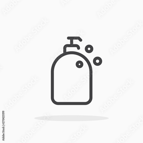 Shampoo icon in line style. Editable stroke.