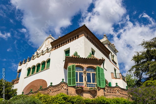 BARCELONA, SPAIN - 20 APRIL 2019: Park Güel, La Casa Trias building  - Image