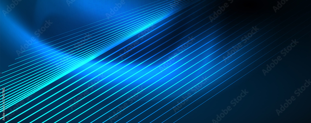 Neon blue glowing lines, magic energy space light concept, abstract background wallpaper design Neon blue glowing lines, magic energy space light concept, abstract background wallpaper design