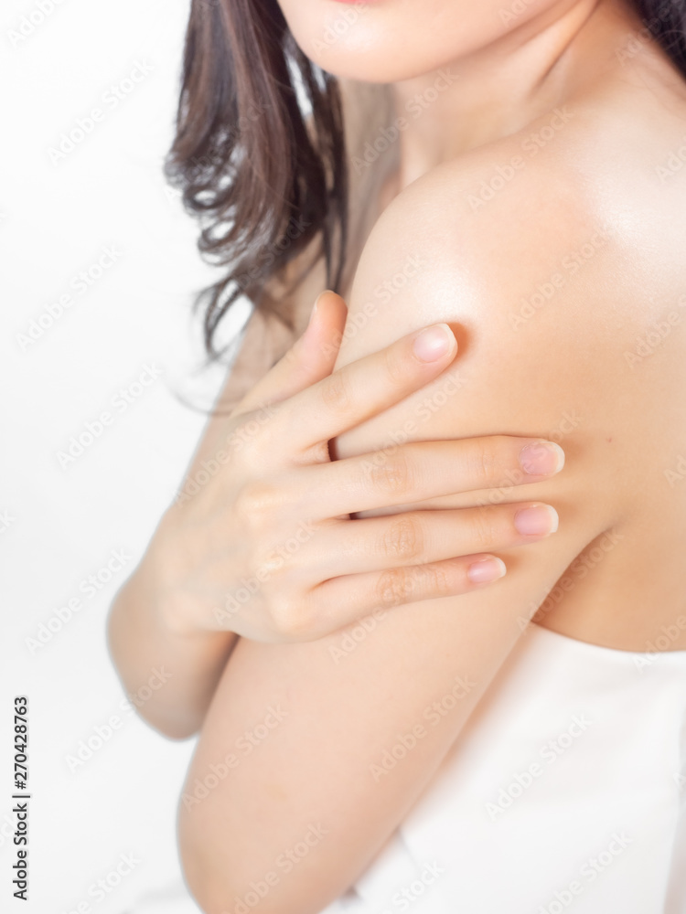 portrait asian beautiful woman.Closeup beauty skin face young girl.isolated white background portrait asian beautiful woman.Closeup beauty skin face young girl.isolated white background