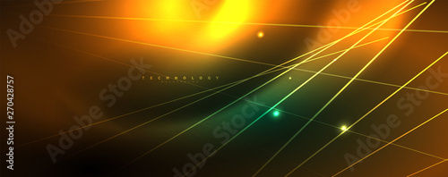 Vector neon light lines concept, abstract background