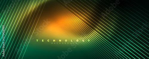 Vector neon light lines concept, abstract background