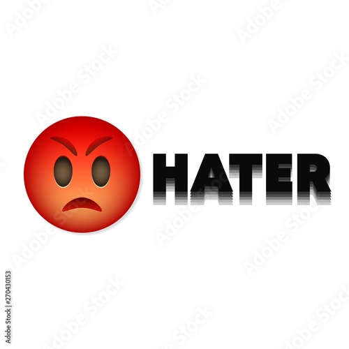 Evil hater face in 3d style on a white background