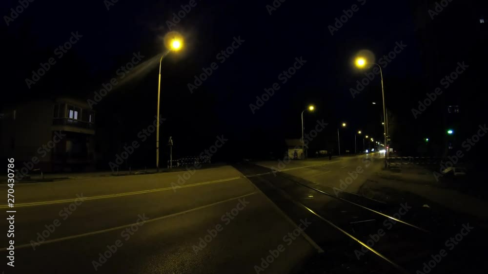 City Traffic At Night Railroad Crossing Timelapse City Traffic At Night Railroad Crossing Timelapse