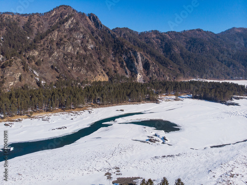 Aerial view of winter blue ...