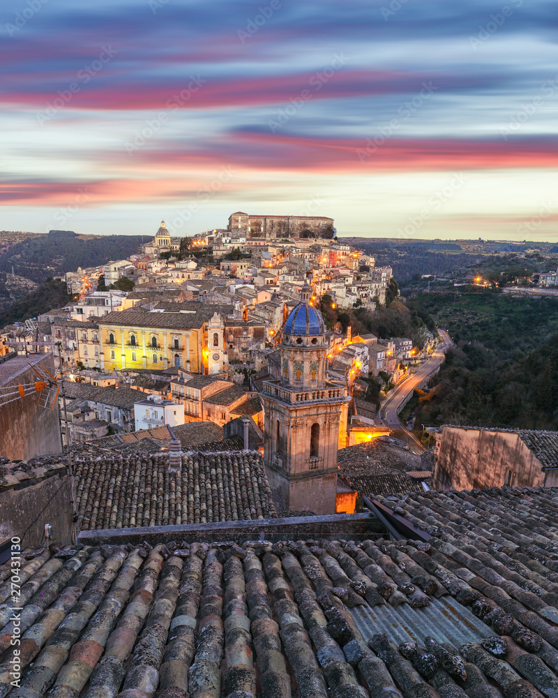 Sunset at the old baroque town of Ragusa Ibla in Sicily
