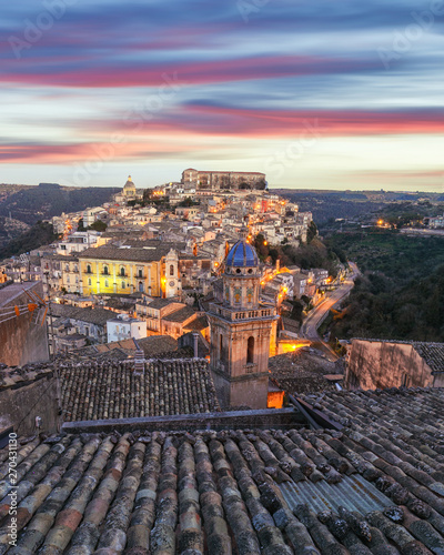 Sunset at the old baroque town of Ragusa Ibla in Sicily